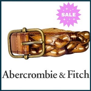 🌞Abercrombie & Fitch Brown Leather Braid Brass Buckle Belt (30-34)